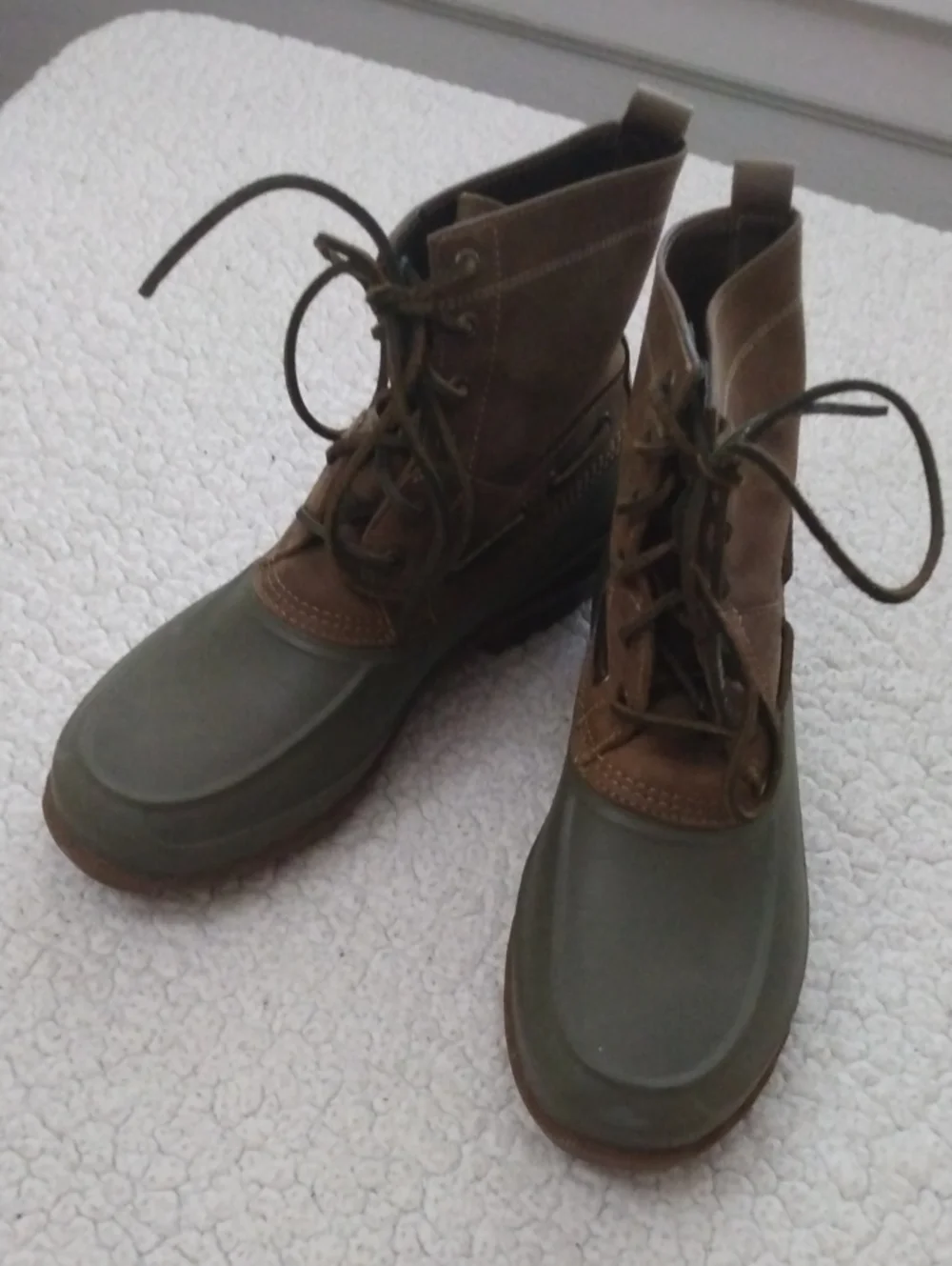 Men's Sperry Brown/Green Heavy Weather Duck Boots 10.5 M